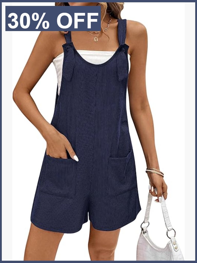 Ribbed Knit Jumpsuit Romper Sleeveless Scoop Neck Loose Fit Wide Leg Summer One